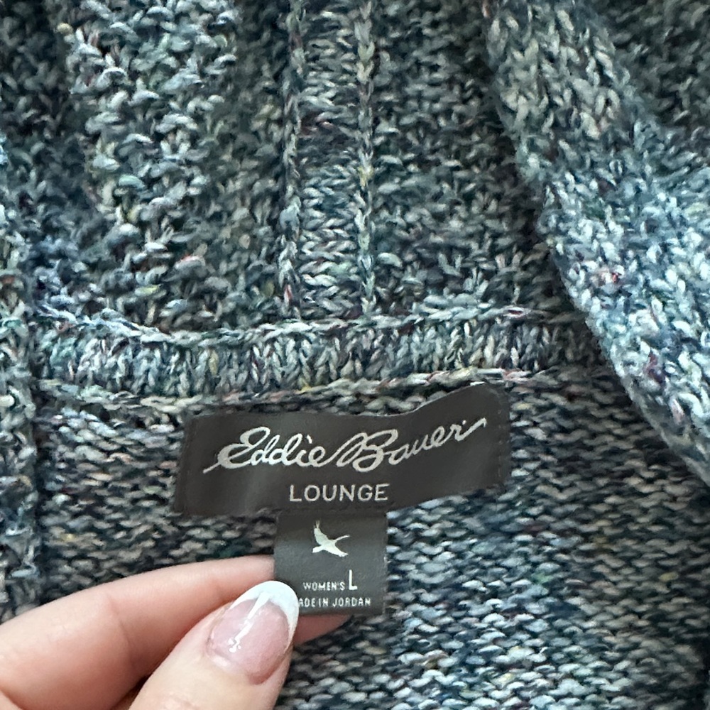 Eddie Bauer Women's Blue Hooded Cardigan - Picture 2 of 3